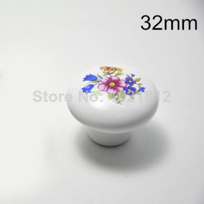 32mm Wildflowers Ceramic Cabinet Knobs Cabinet Cupboard Closet Dresser Knobs Handles Pulls Knobs Kitchen Bedroom