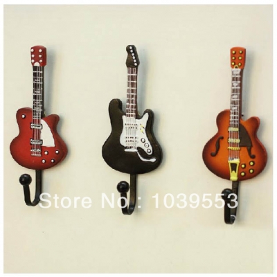 3pcs Guitar Rustic Home Decoration Creative Coat Hooks Wall