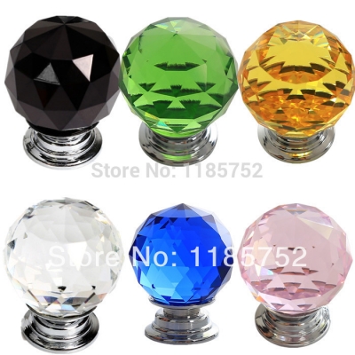 6PCS/LOt Luxury 40mm Glass Crystal Door Pulls Drawer Cabinet Wardrobe Knobs Cupboard Handles Free Shipping [Knobs-83|]