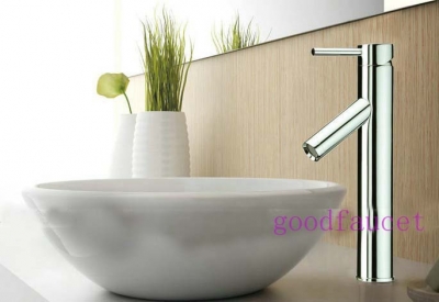 Discounted bathroom basin faucet single handle deck mounted chrome mixer vessel sink brass basin tap tall style [Chrome Faucet-1786|]