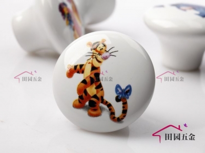 Lovely Tigger Cartoon Cute Handle Animals Door Cabinet Drawer Ceramic Knob Pulls MBS048-2 [Handles&Knobs-549|]
