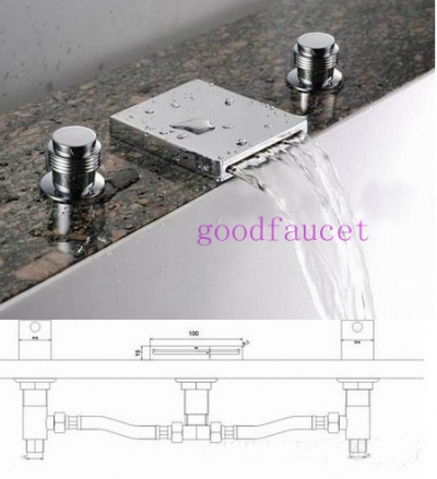 Modern Style Waterfall basin faucet bathroom sink mixer hot & cold water tap dual hand widespreadles [Chrome Faucet-1774|]