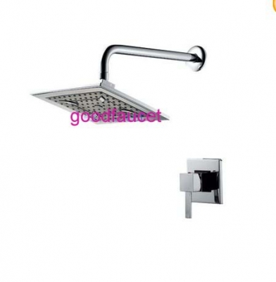 NEW bathroom rain shower arm control valve mixer single handle 8" shower head faucet set chrome finish tap set