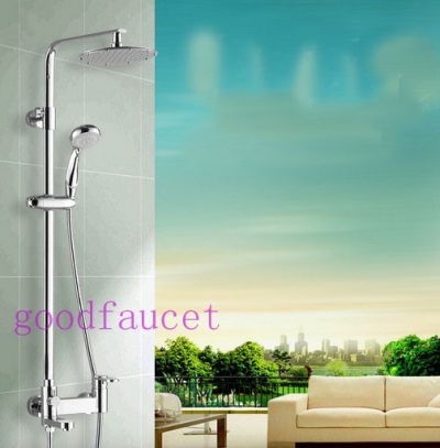 Wall Mount Chrome Rain Shower Set Faucet Round Shower Unit Full Solid Brass Shower Head W/ HandHeld Shower [Chrome Shower-2515|]