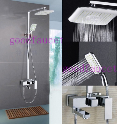 Wholesale And Retail NEW Chrome Brass Water Pressure Boosting Bathroom Rain 8"Shower Mixer Tub Faucet Shower Set [Chrome Shower-2156|]