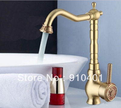 Wholesale And Retail Promotion Antique Brass Bathroom Basin Faucet tap Swivel Spout Vanity Sink Mixer 1 Handle