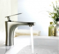 Wholesale And Retail Promotion Brushed Nickel Brass Bathroom Basin Faucet Vanity Sink Mixer Tap Single Lever