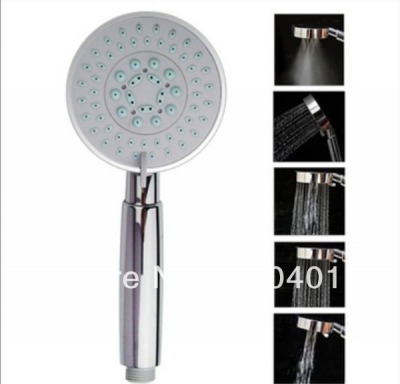 Wholesale And Retail Promotion Chrome ABS 5 Function Bathroom Shower Head Rain Round Handheld Shower Sprayer