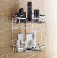 Wholesale And Retail Promotion Chrome Brass Bathroom Wall Mounted Corner Shelf Dual Tiers Caddy Storage Holder