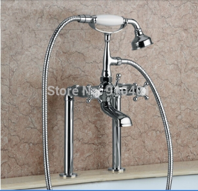 Wholesale And Retail Promotion Chrome Brass Deck Mounted Bathroom Tub Faucet Dual Cross Handles Sink Mixer Tap