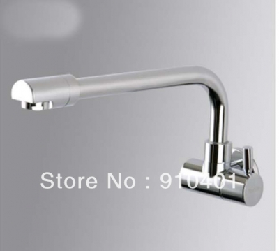 Wholesale And Retail Promotion Chrome Brass Wall Mounted Kitchen Faucet Swivel Spout Single Handle Mixer Tap [Chrome Faucet-1022|]