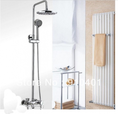 Wholesale And Retail Promotion Chrome Finish Brass Bathroom Tub Shower Faucet Set 8" Round Rain Shower Head