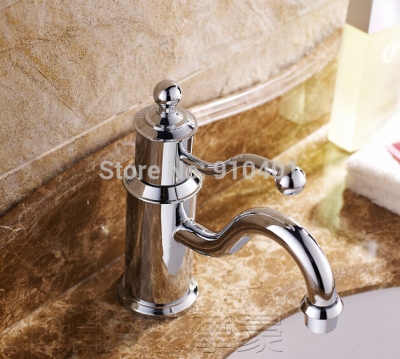 Wholesale And Retail Promotion Classic Deck Mounted Chrome Brass Bathroom Faucet Vanity Sink Mixer Tap 1 Handle [Chrome Faucet-1734|]