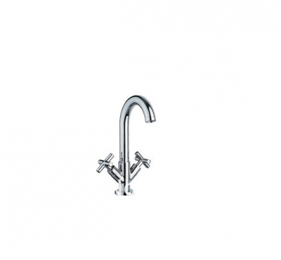 Wholesale And Retail Promotion Deck Mountdual Cross Handles Swivel Spout Kitchen Sink Mixer Tap Chrome Finish [Chrome Faucet-867|]