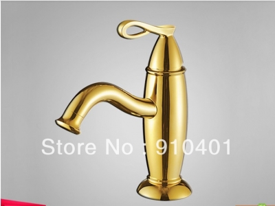 Wholesale And Retail Promotion Deck Mounted Golden Finish Bathroom Basin Brass Faucet Single Handle Mixer Tap
