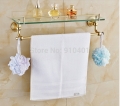 Wholesale And Retail Promotion Golden Brass Wall Mounted Bathroom Shower Caddy Cosmetic Storage Shelf Towel Bar
