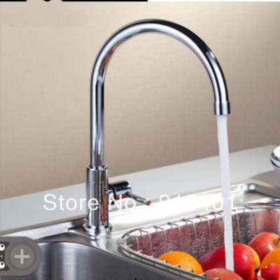 Wholesale And Retail Promotion Goose Neck Chrome Brass Kitchen Bar Sink Faucet Vessel Mixer Tap Single Handle [Chrome Faucet-850|]