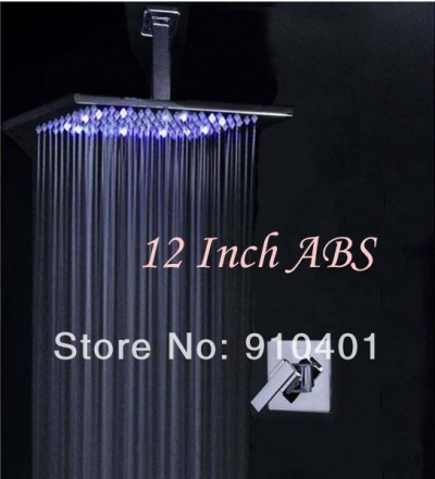Wholesale And Retail Promotion LED 12" Square Rain Shower Head Single Handle Shower Valve Celling Mounted Mixer [LED Shower-3455|]