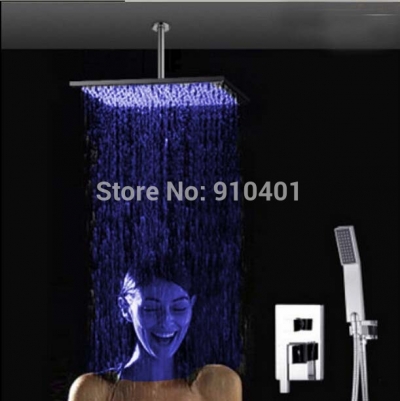 Wholesale And Retail Promotion LED Celling Mounted Rain Shower Faucet Valve Mixer Tap With Hand Shower Chrome [LED Shower-3352|]