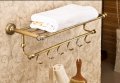 Wholesale And Retail Promotion Luxury Antique Brass Hotel Bathroom Shelf Towel Rack Holder Towel Bar W/ Hook