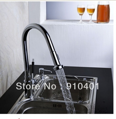 Wholesale And Retail Promotion Luxury Chrome Brass Kitchen Bar Sink Faucet Swivel Spout Pull Out Sink Mixer Tap [Chrome Faucet-875|]