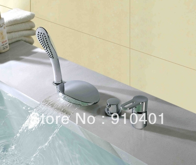 Wholesale And Retail Promotion Luxury Deck Mounted Bathroom Tub Faucet Waterfall Shower Mixer Tap 4 PCS Chrome [3 PCS Tub Faucet-8|]