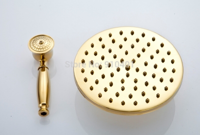 Wholesale And Retail Promotion Luxury Golden Brass Rain Shower Head Shower Faucet Replacement + Handheld Shower [Shower head &hand shower-4075|]