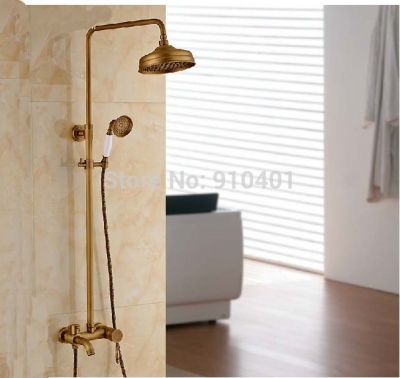 Wholesale And Retail Promotion Luxury Wall Mounted Antique Brass Rain Shower Faucet Tub Mixer Tap Hand Shower