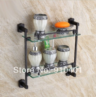 Wholesale And Retail Promotion Luxury Wall Mounted Bathroom Oil Rubbed Bronze Shelf Dual Tiers Cosmetic Shelf
