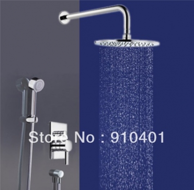 Wholesale And Retail Promotion Luxury wall mounted shower faucet set 8" rain shower head with hand shower mixer [Chrome Shower-1866|]