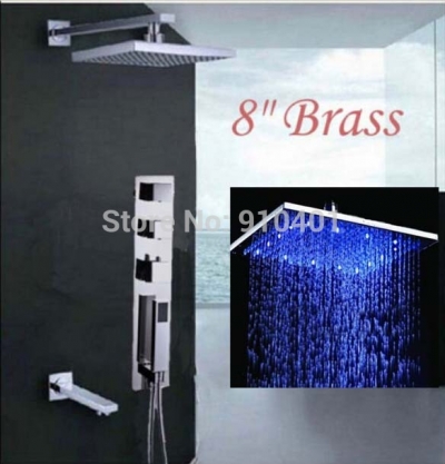 Wholesale And Retail Promotion Modern 8" LED Shower Head Thermostatic Valve Mixer Tap With Hand Shower Chrome