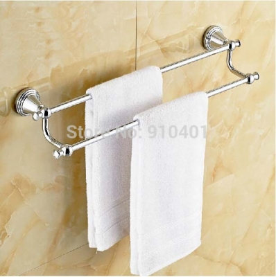 Wholesale And Retail Promotion Modern Polished Chrome Brass Towel Rack Holder Dual Towel Bars With Hook Hangers