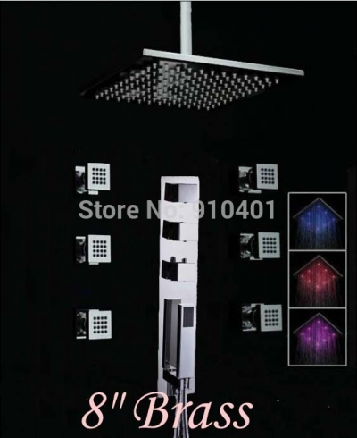 Wholesale And Retail Promotion NEW Celling Mounted LED Thermostatic Rain Shower Faucet Wall Mounted Hand Shower [LED Shower-3337|]
