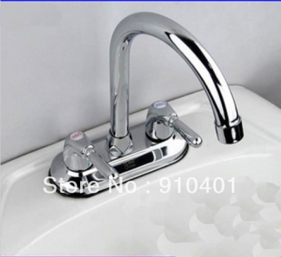 Wholesale And Retail Promotion NEW Chrome Brass Deck Mounted Bathroom Basin Faucet Swivel Spout Sink Mixer Tap [Chrome Faucet-1621|]