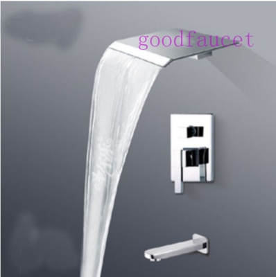 Wholesale And Retail Promotion NEW Chrome Brass Wall Mounted Waterfall Bath Rainfall Shower Tub Mixer Tap Set