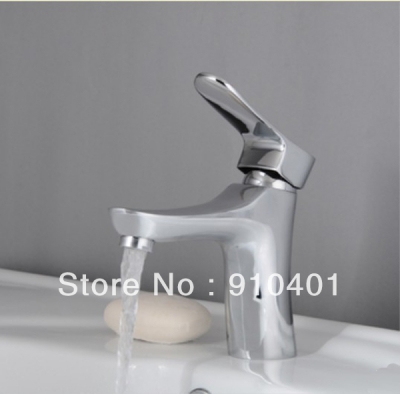 Wholesale And Retail Promotion NEW Deck Mounted Single Handle Bathroom Basin Sink Faucet Chrome Brass Mixer Tap [Chrome Faucet-1535|]
