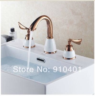 Wholesale And Retail Promotion NEW Modern Widespread Bathroom Basin Faucet Dual Handles Vanity Sink Mixer Tap