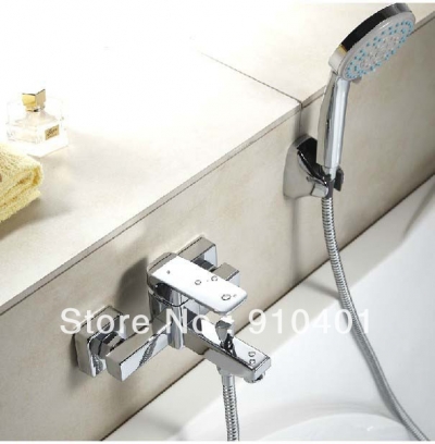 Wholesale And Retail Promotion NEW Square Style Wall Mounted Bathroom Tub Faucet Bath Shower Mixer Tap Chrome [Chrome Shower-2339|]