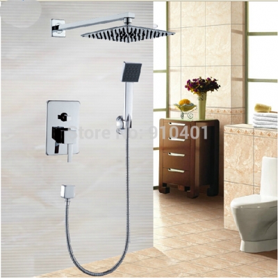 Wholesale And Retail Promotion NEW Wall Mounted Chrome Brass Rain Shower Faucet Set Shower Arm Valve Mixer Tap