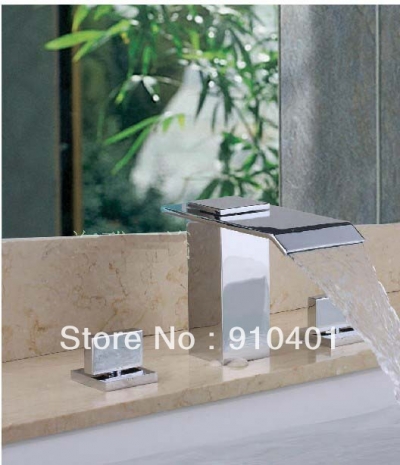 Wholesale And Retail Promotion New Polished Chrome Brass Bathroom Basin Faucet Waterfall Mixer Tap Deck Mounted [Chrome Faucet-1311|]