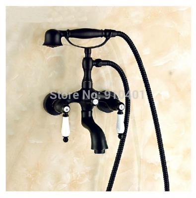 Wholesale And Retail Promotion Oil Rubbed Bronze Wall Mounted Bathroom Tub Faucet With Hand Shower Mixer Tap
