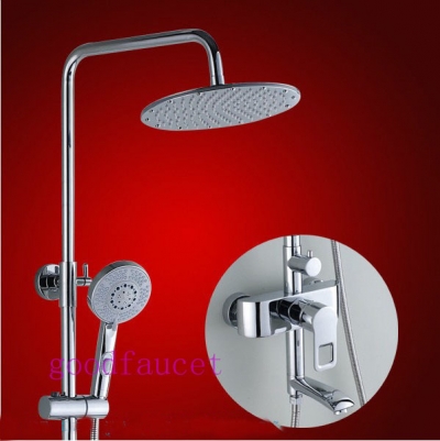 Wholesale And Retail Promotion Polished Chrome 8" Rainfall Shower Faucet Set Bathtub Mixer Tap Single Handle [Chrome Shower-2166|]