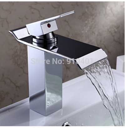 Wholesale And Retail Promotion Polished Chrome Brass Waterfall Bathroom Basin Faucet Single Handle Sink Mixer [Chrome Faucet-1379|]