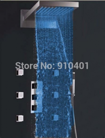 Wholesale And Retail Promotion Thermostatic LED Color Changing Waterfall Shower Head Massage Jets Hand Shower [LED Shower-3340|]
