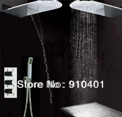 Wholesale And Retail Promotion Thermostatic Waterfall Rain Shower Faucet Set Wall Mounted Shower Hand Shower