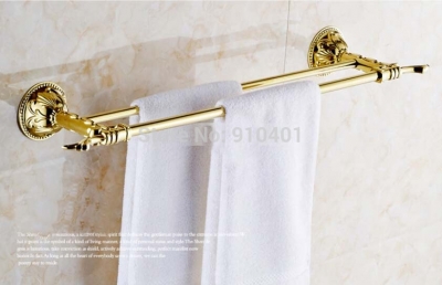 Wholesale And Retail Promotion Ti-PVD Bathroom Towel Rack Holder Wall Mounted Embossed Dual Towel Bars Hangers