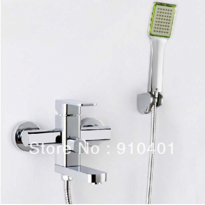 Wholesale And Retail Promotion Wall Mounted Chrome Brass Bathroom Tub Faucet Single Handle With Hand Shower Tap [Chrome Shower-2337|]