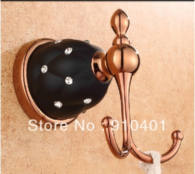 Wholesale And Retail Promotion Wall Mounted Rose Golden Bathroom Hooks Dual Clothes Towel Hangers [Hook & Hangers-3022|]