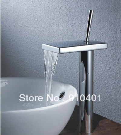 Wholesale and Retail Promotion Tall Chrome Waterfall Square Bathroom Basin Faucet Swivel Handle Sink Mixe Tap