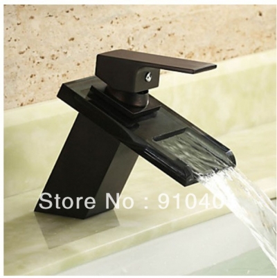 Wholesale and retail Promotion Oil Rubbed Bronze Square Style Bathroom Basin Faucet Waterfall Vanity Sink Mixer [Oil Rubbed Bronze Faucet-3664|]